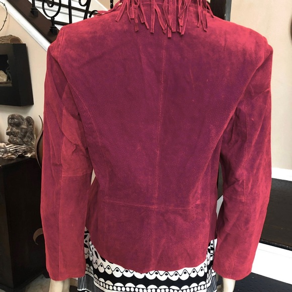 Leather Suede Fringe jacket, Red, women’s Large - Picture 11 of 11